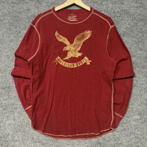 American Eagle Mens Size Large Red Long Sleeve Heritage Thermal Shirt Logo Y2K
